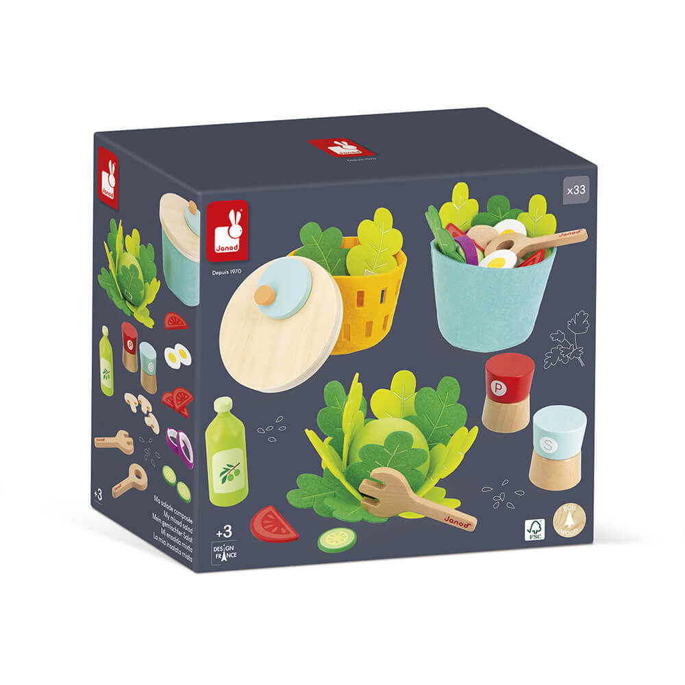 Janod jeu imitation ensemble salade composee feutre bois 3 ans
