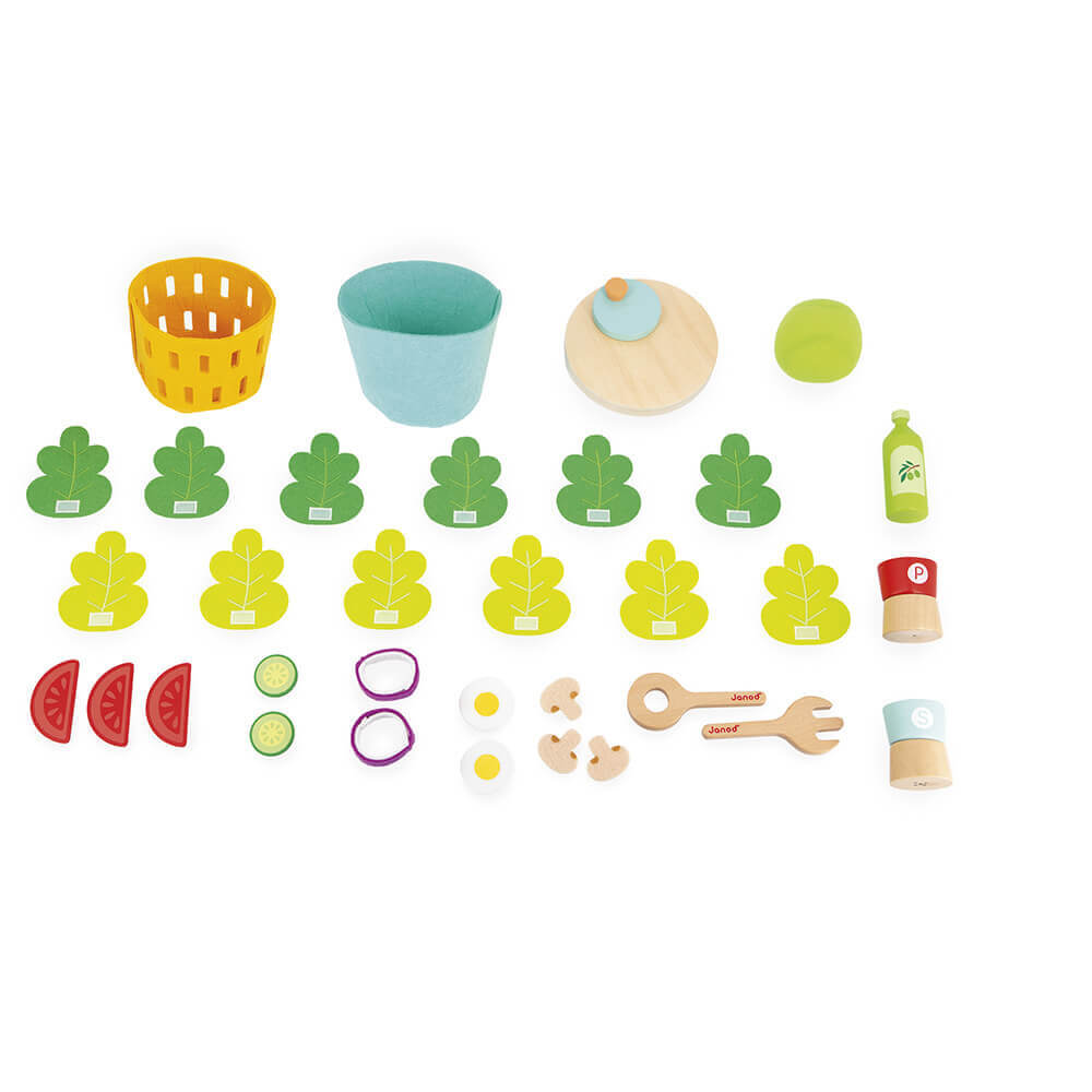 Janod jeu imitation ensemble salade composee feutre bois 3 ans