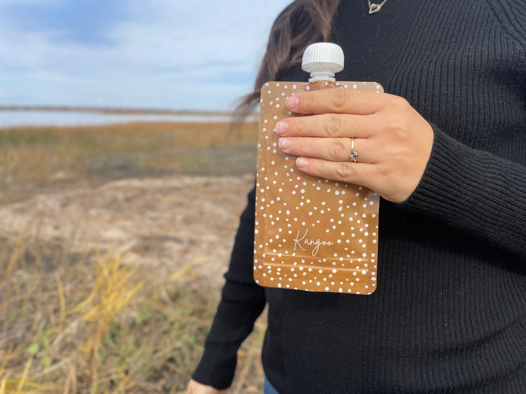 Ensemble de 6 pochettes alimentaires réutilisables avec bouchons - Neutral - Kangoo et Cie Repas et gourmandise Kangoo et Cie 