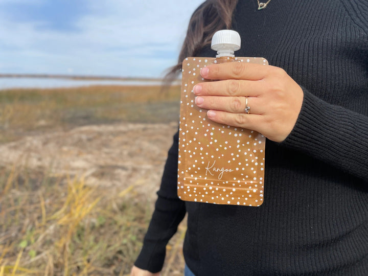 Ensemble de 6 pochettes alimentaires réutilisables avec bouchons - Neutral - Kangoo et Cie Repas et gourmandise Kangoo et Cie 