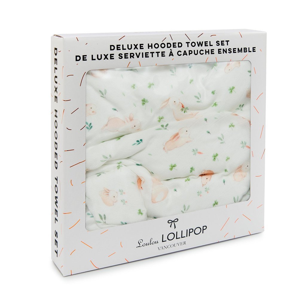 Serviette de bain à capuchon en mousseline de bambou - Lapins - Loulou Lollipop par Loulou Lollipop vendu par MlleetCoco.com