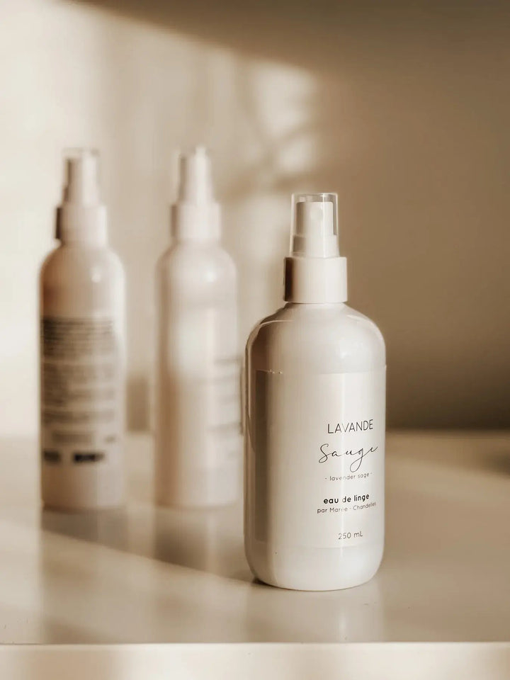 eau de linge lavande sauge maree chandelle compagnie quebecoise