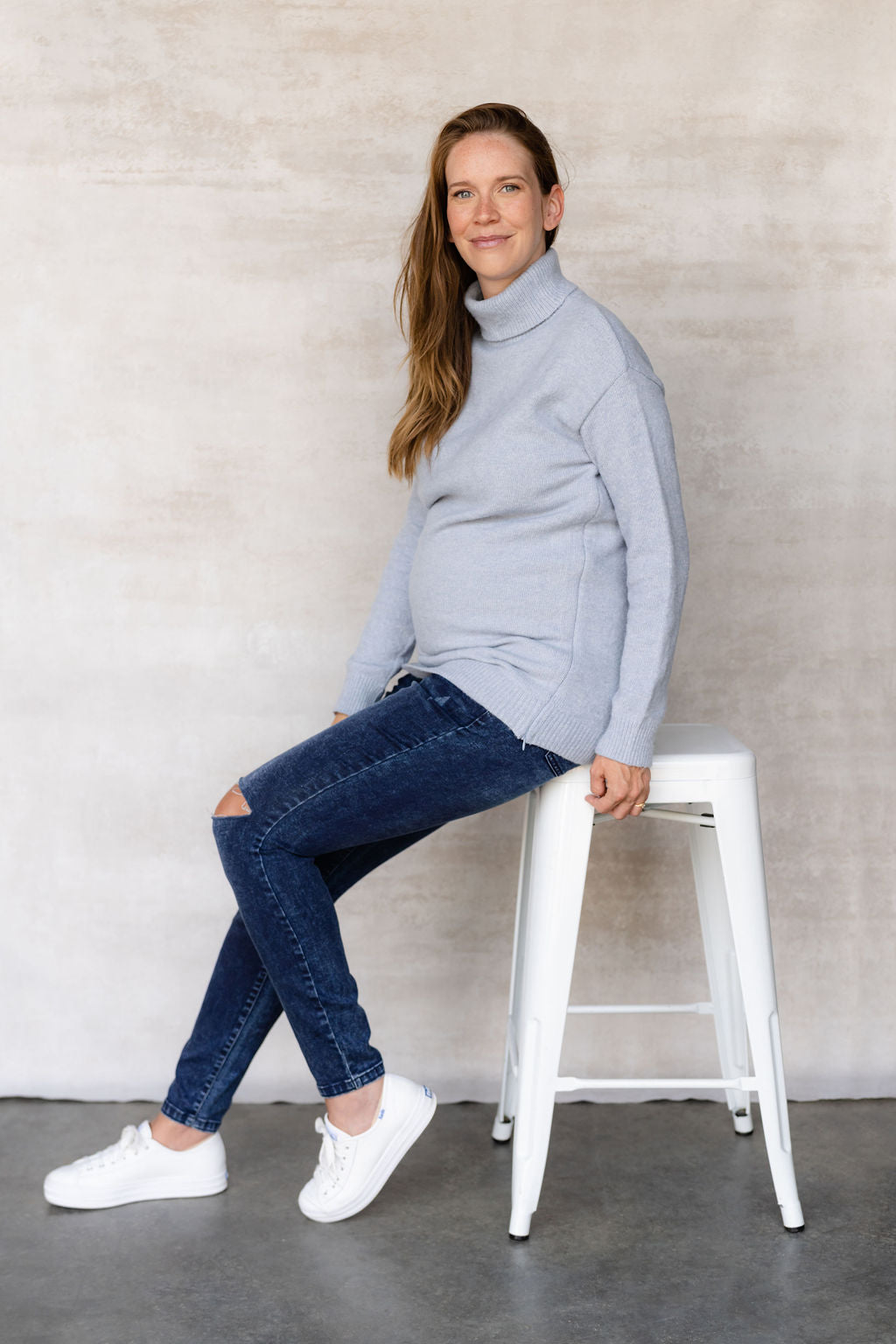 jeans bleu foncer rose maternite compagnie quebecoise