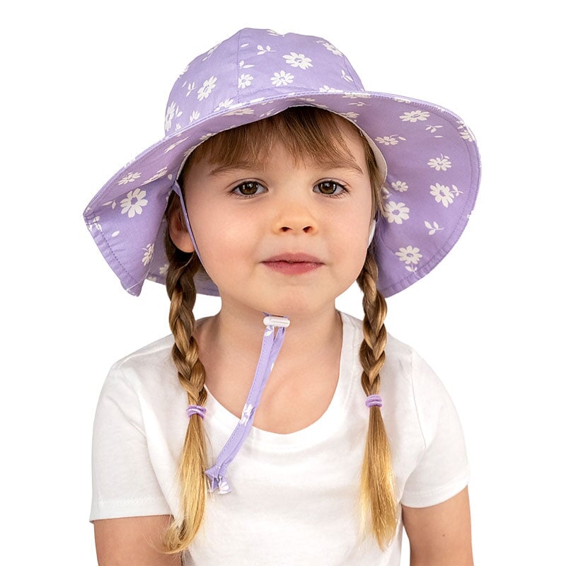 chapeau évolutif jan jul mauve violet marguerittes blanches enfant
