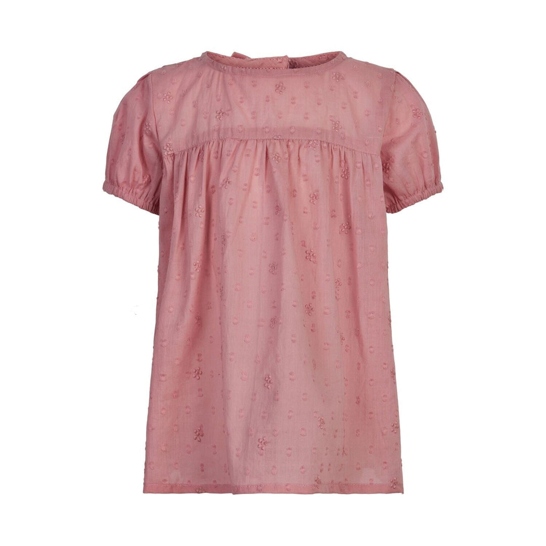 Minymo chandail manches courtes rose broderie fleurs vêtement enfant fille