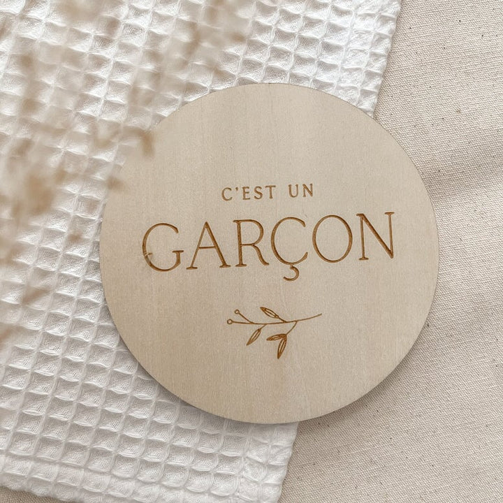 Petit tableau noir pastilles bois sexe bébé annonce compagnie québécoise 