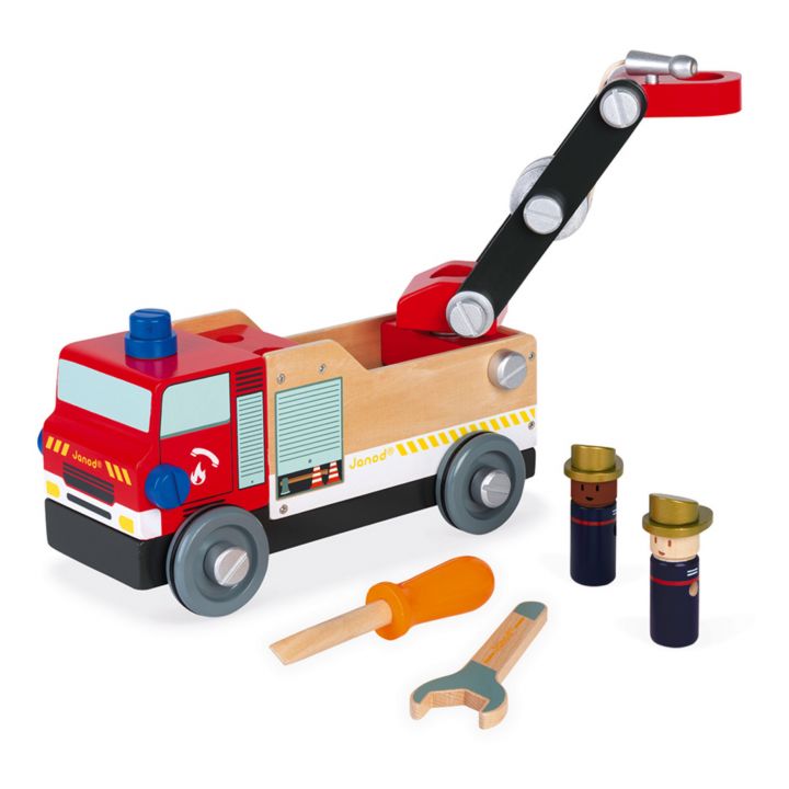 camion pompier bois construction brico kids janod jouet