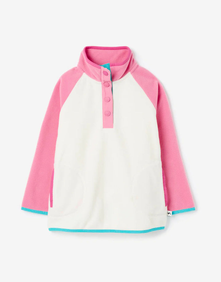 pull manches longues rose blanc bleu ouverture bouton Joules