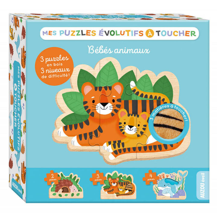 Puzzles evolutif toucher bébés animaux Auzou Mlle et Coco