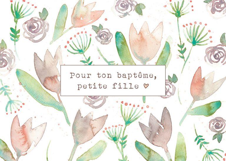 Carte - Théa (Pour ton baptême, petite fille) - Stéphanie Renière par Stéphanie Renière vendu par MlleetCoco.com