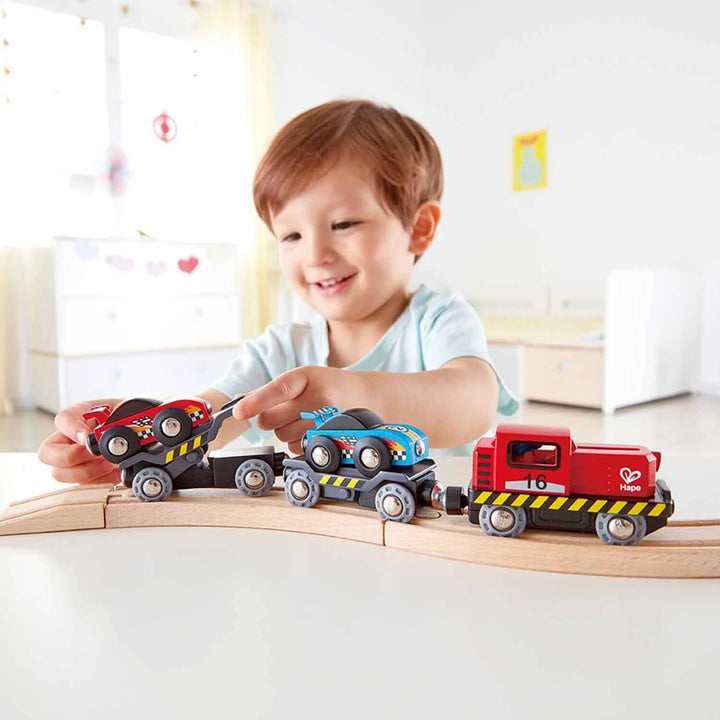 transporteur voiture course train magnetique jouet enfant hape