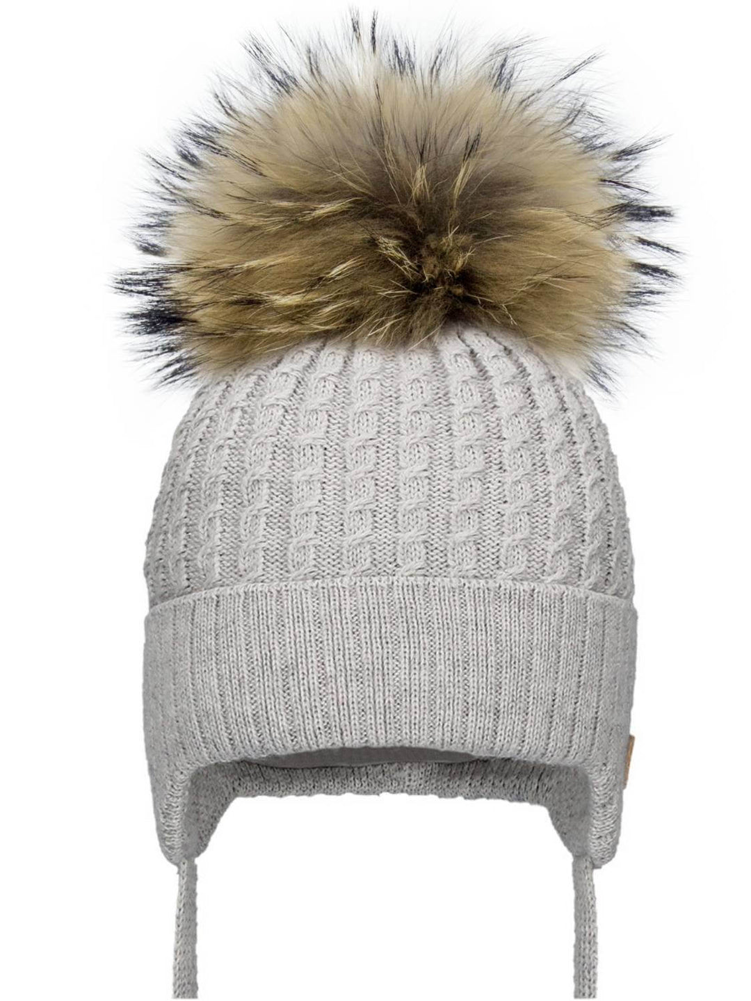tuque barabara lafleur hiver gris pompon fourrure recycle